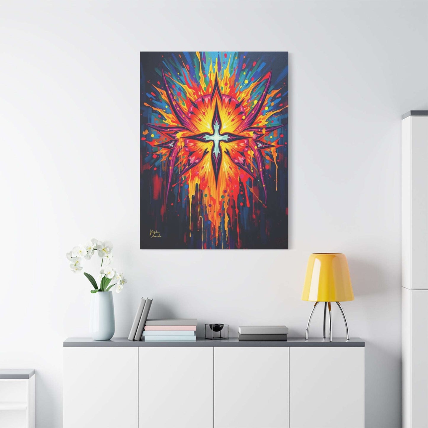 Radiant Glyph Burst Canvas Art Print