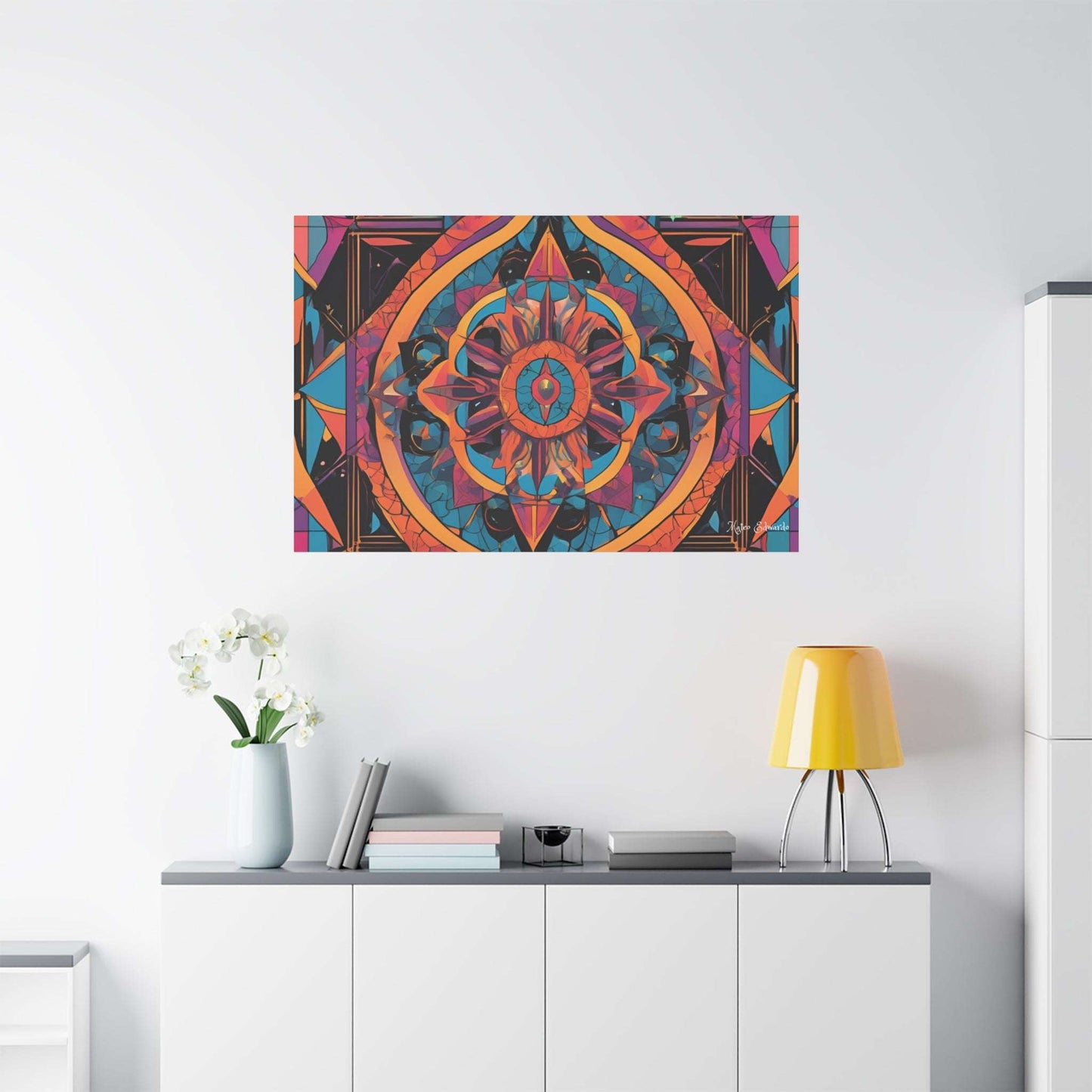 Transform your space with the vibrant Celestial Compass Mandala Canvas Art, featuring intricate celestial designs.