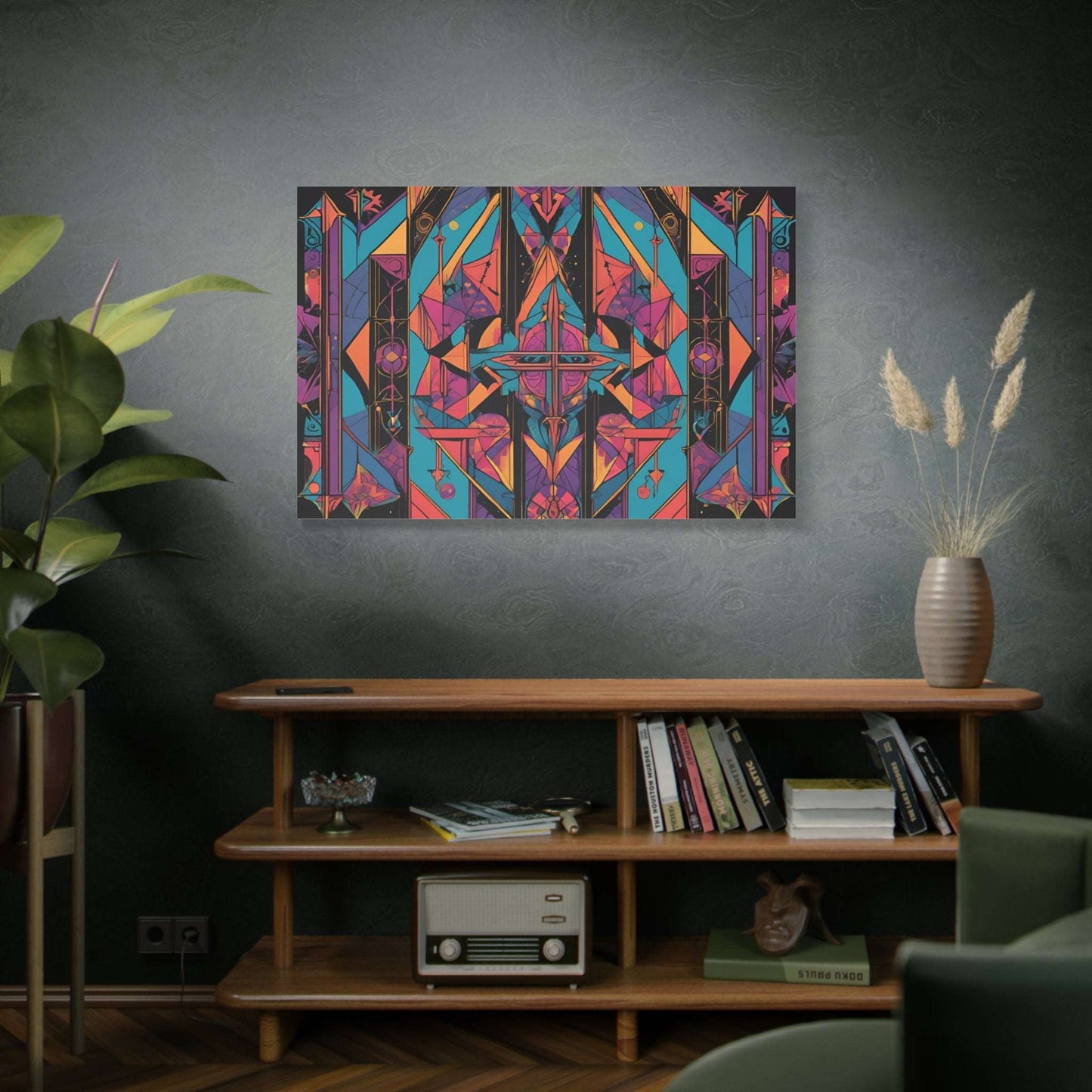 Vibrant Sacred Geometry Gothic Canvas Art adds a unique touch to any space with its intricate design and colors.