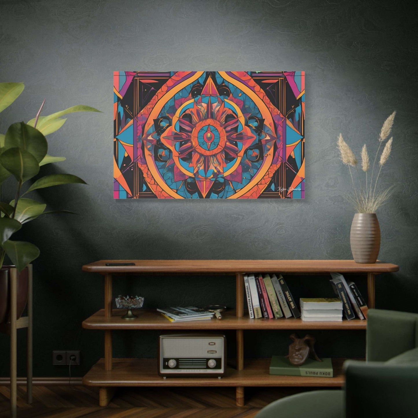 Transform your space with the vibrant Celestial Compass Mandala Canvas Art, blending celestial and gothic designs.