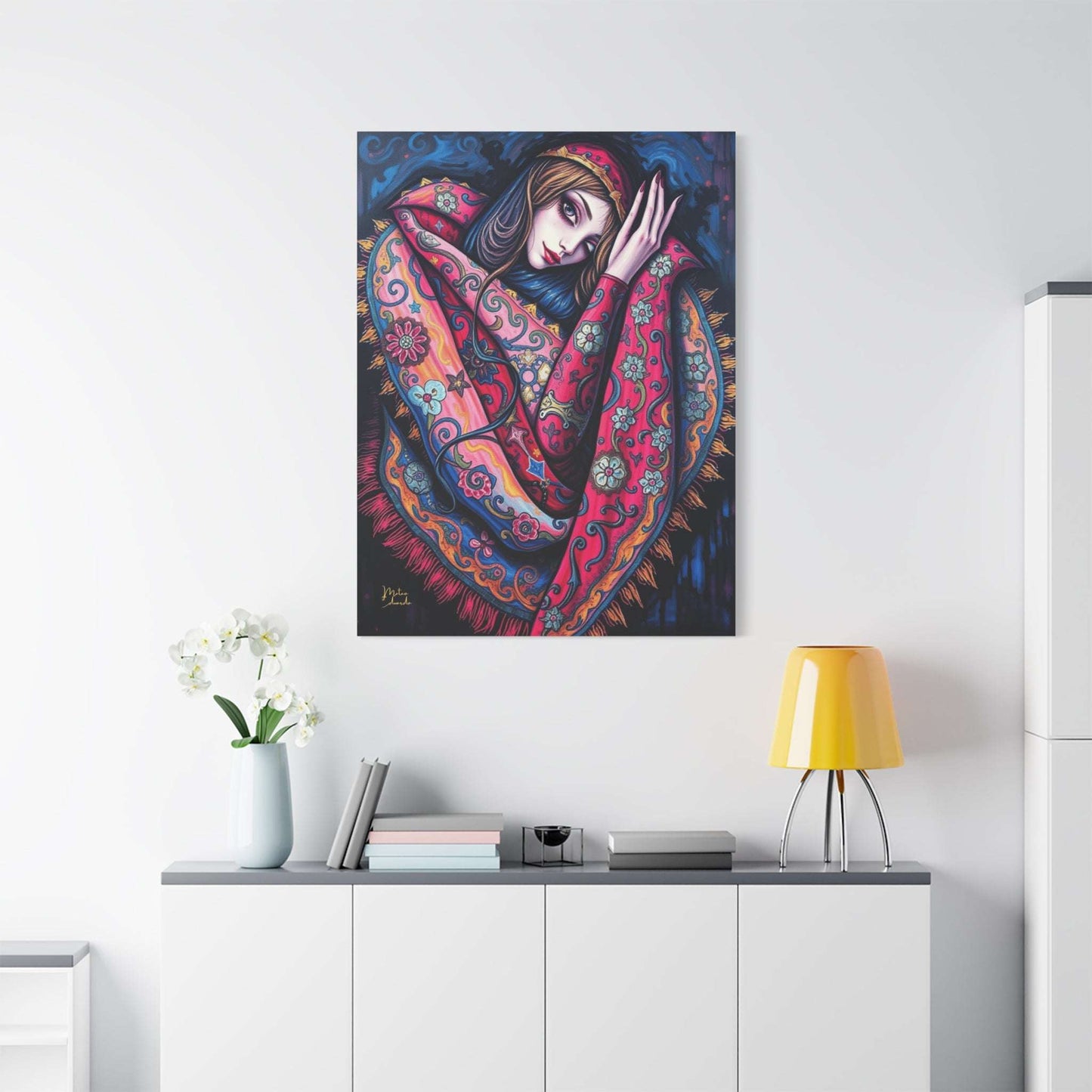 Ethereal Elegance: Vibrant Gothic-Inspired Canvas Print