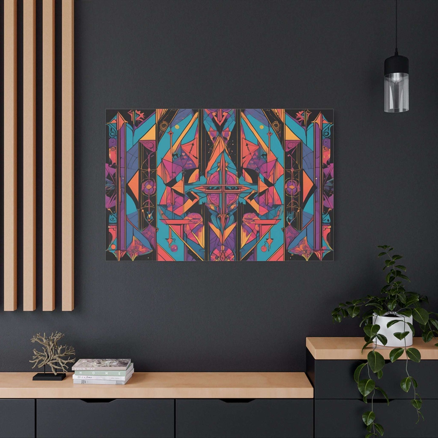 Vibrant Sacred Geometry Gothic Canvas Art featuring intricate patterns, perfect for elevating your home decor.