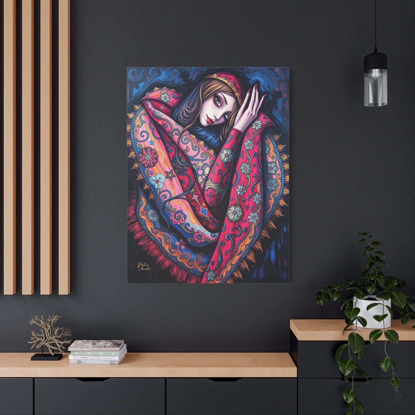 Ethereal Elegance: Vibrant Gothic-Inspired Canvas Print