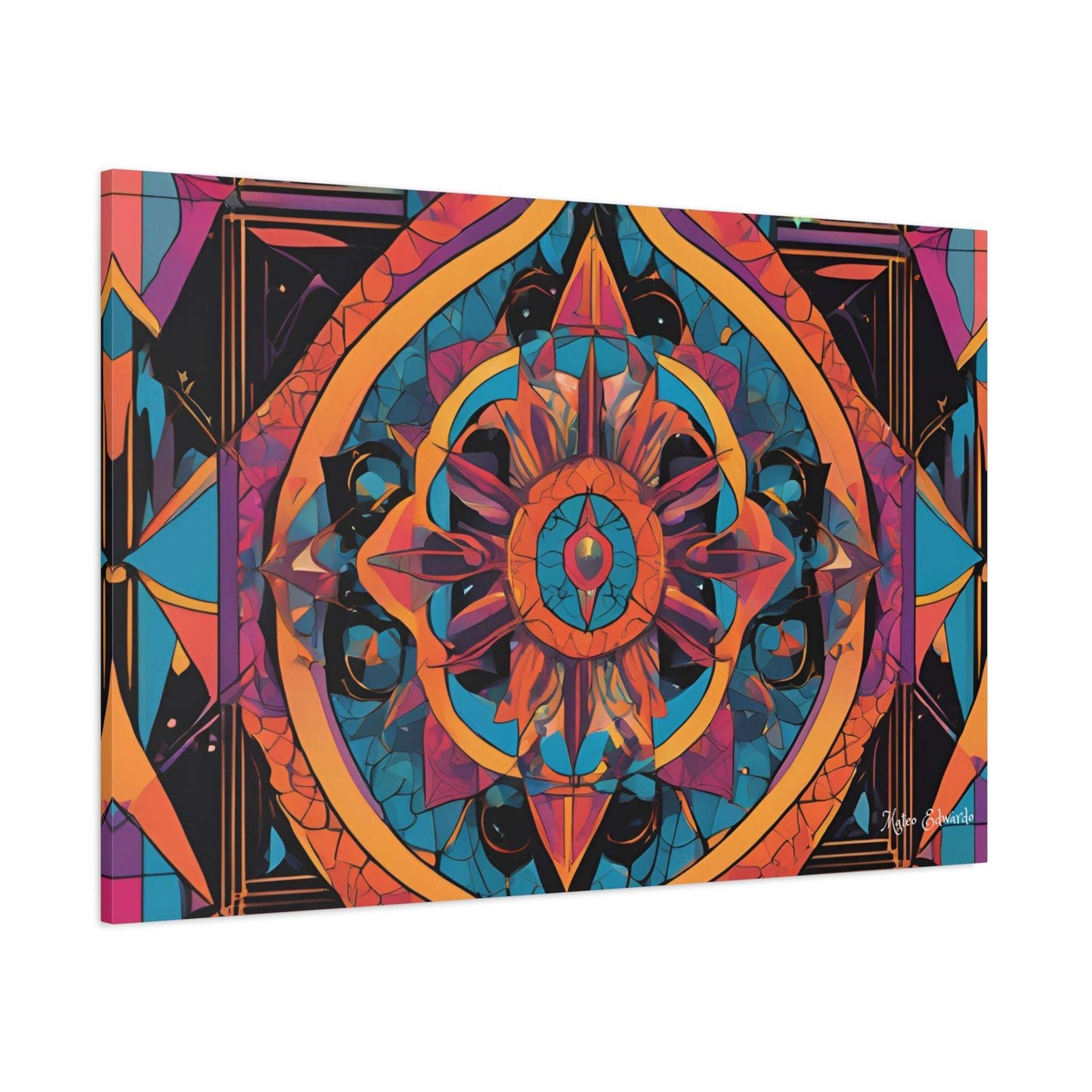 Vibrant Celestial Compass Mandala Canvas Art showcasing intricate designs, perfect for transforming your space.