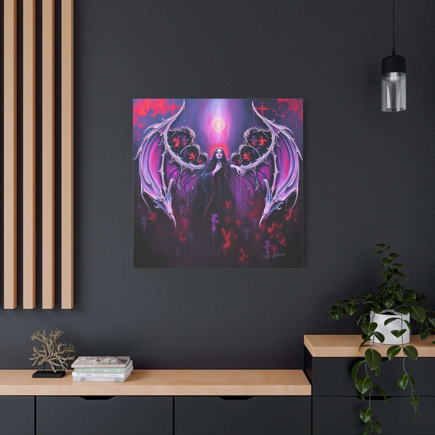 Gothic elegance shines in Shadowed Wings: Obsidian Grace Gothic Art, showcasing ornate wings and deep shadows.