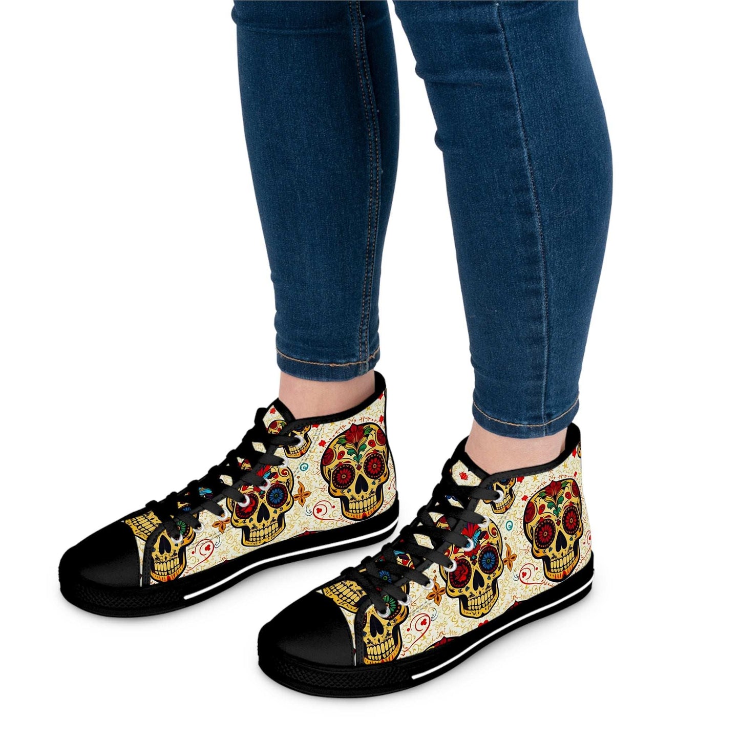Radiant Day of the Dead Sugar Skull Women's High-Top Sneakers