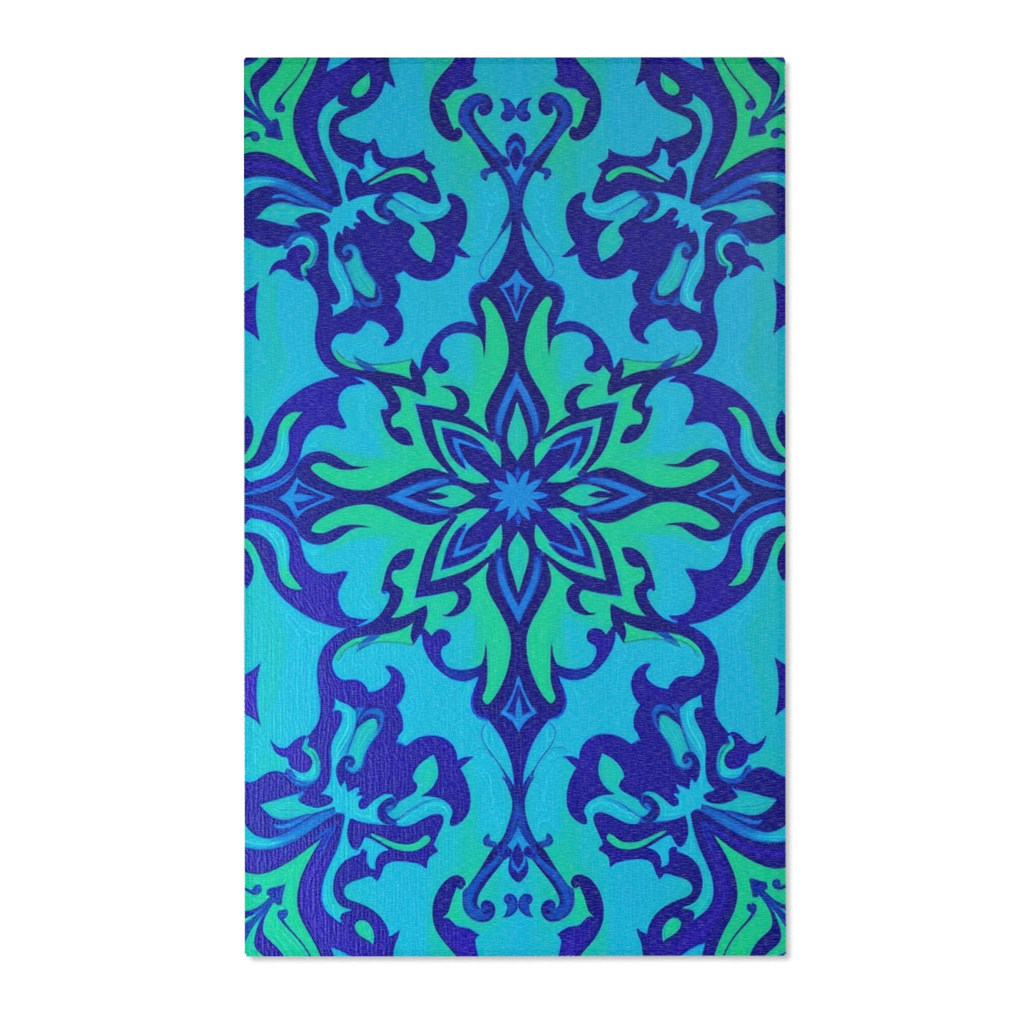 Blue Lotus Pattern Area Rug