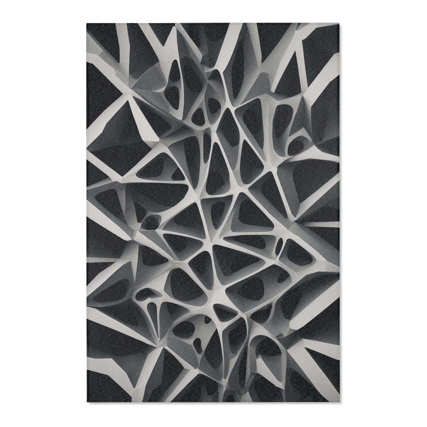 Transform your space with the Abstract Shadowplay Area Rug, featuring modern gothic elegance in striking black and white.