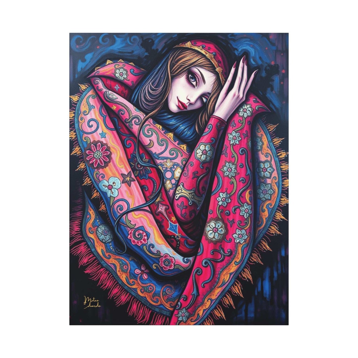 Ethereal Elegance: Vibrant Gothic-Inspired Canvas Print