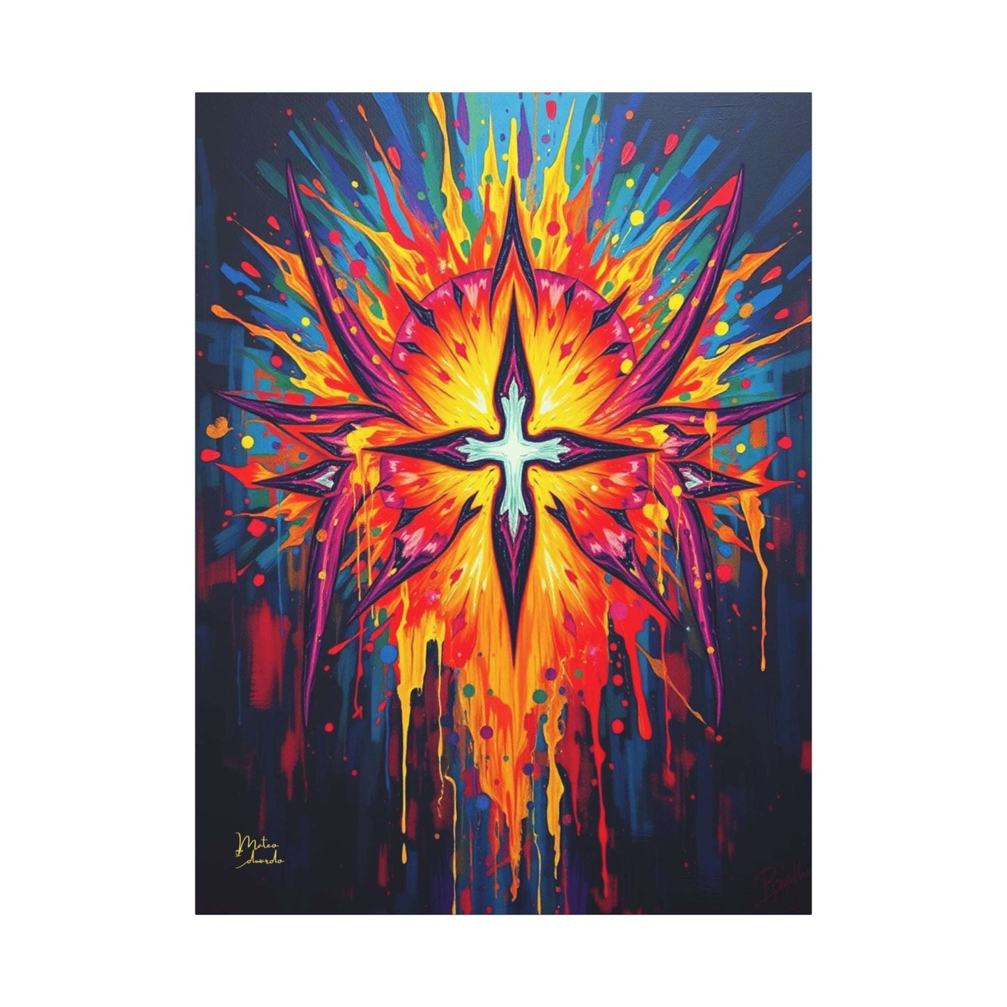 Radiant Glyph Burst Canvas Art Print