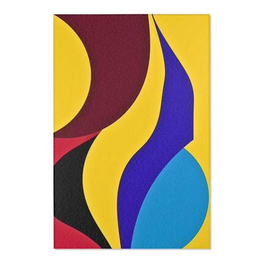 Transform your space with the Flowing Forms: Abstract Color Area Rug featuring vibrant shapes in bold colors.