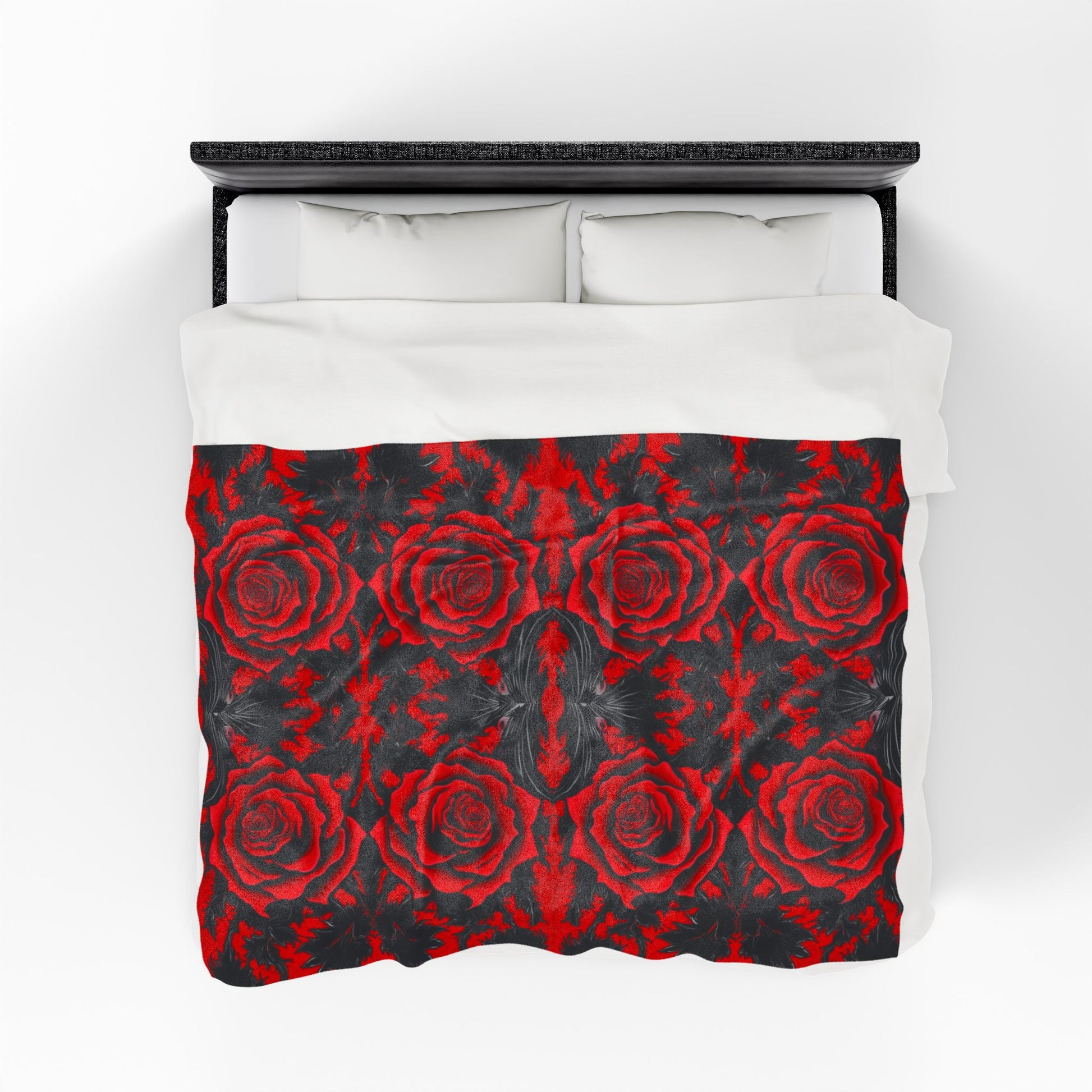 Wrap yourself in the romantic elegance of the Crimson Bloom: Shadow Rose Blanket, featuring striking crimson roses.