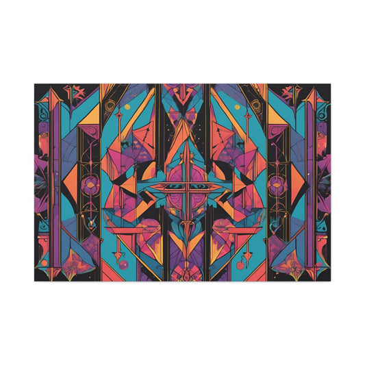 Vibrant Sacred Geometry Gothic Canvas Art featuring intricate patterns and gothic elements, perfect for any space.