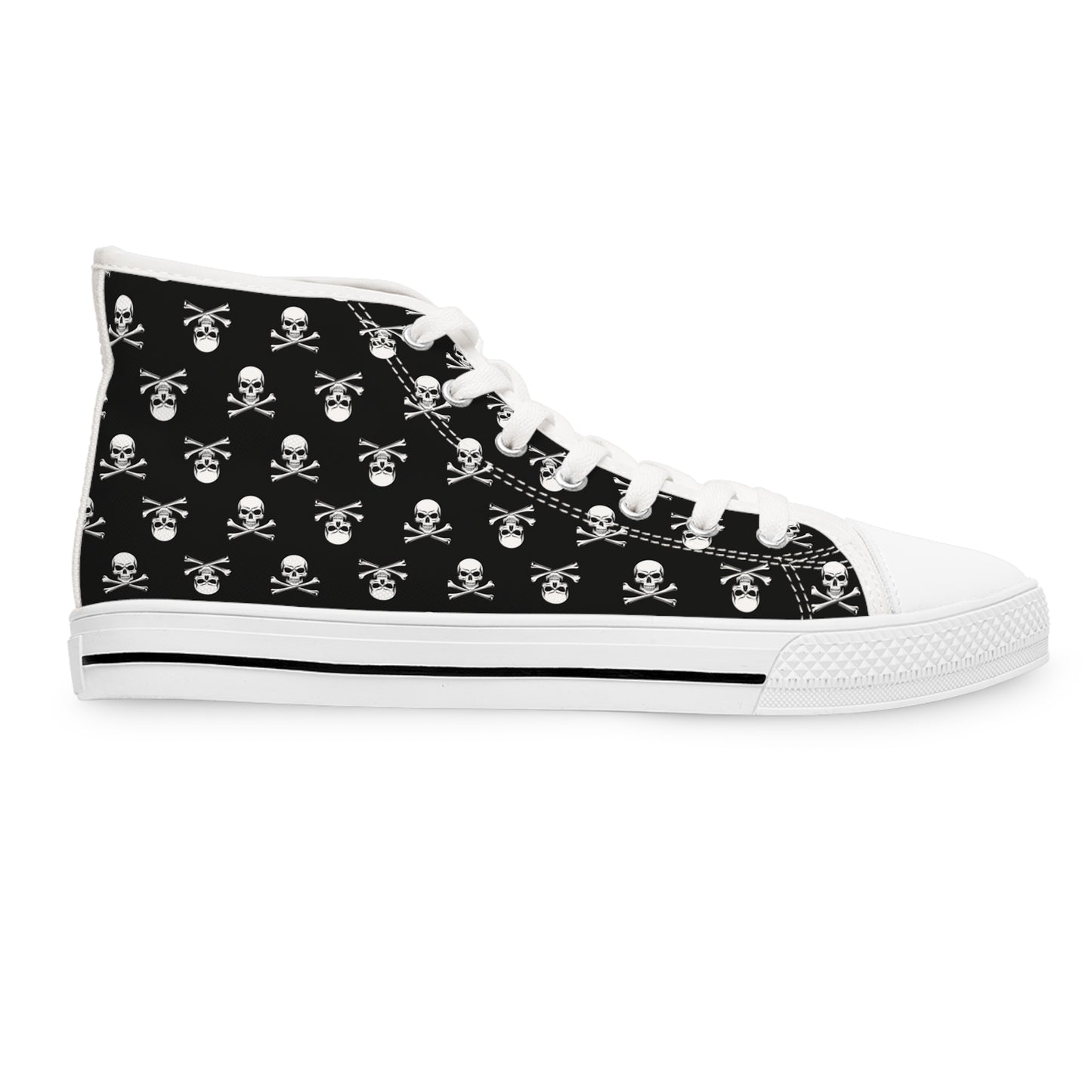 Classic Skull & Crossbones high-top sneakers with a sleek design, perfect for adding Gothic flair to any outfit.