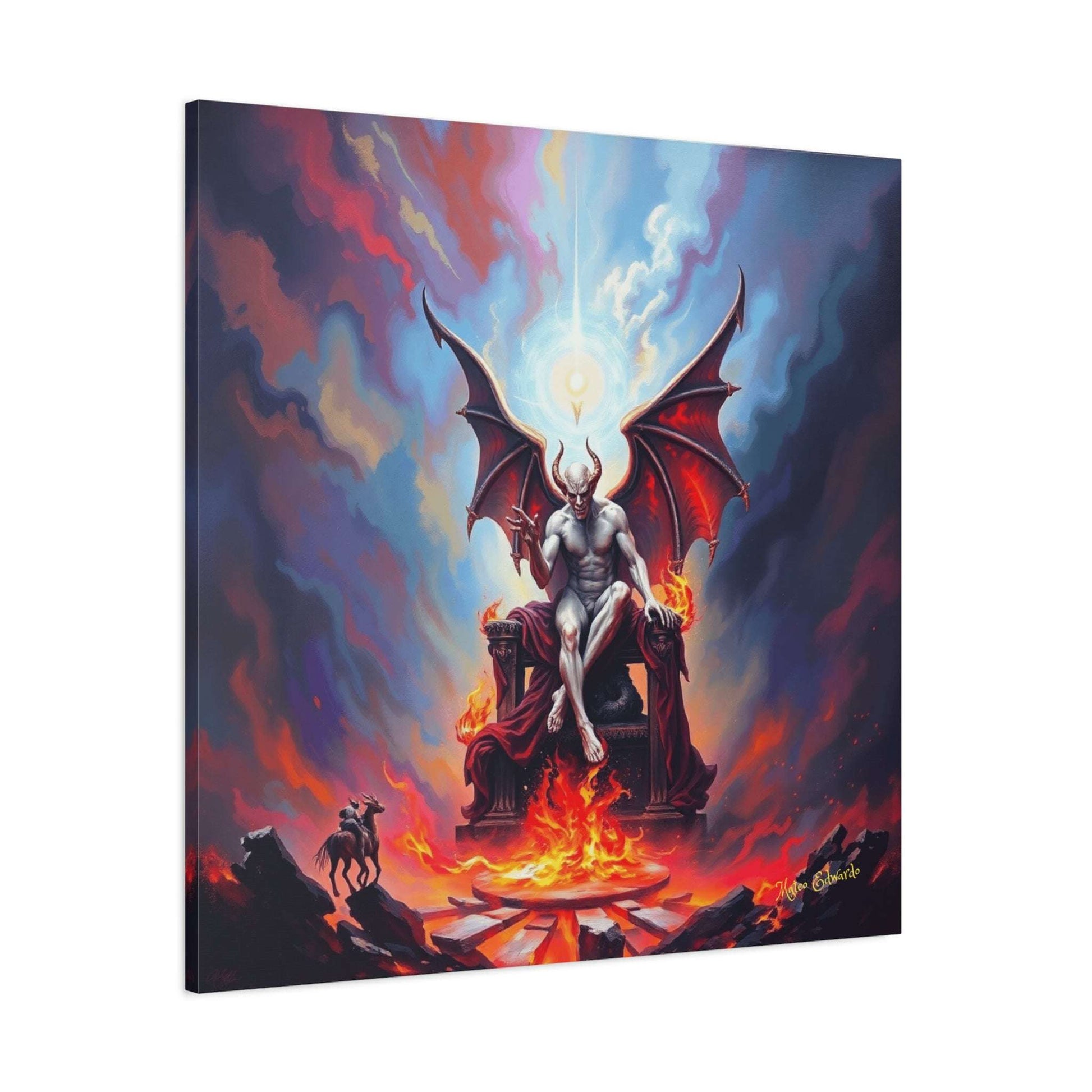 Dramatic Astral Despot: Luminary Descent Gothic Art, featuring a demonic lord on a throne with bat-like wings.