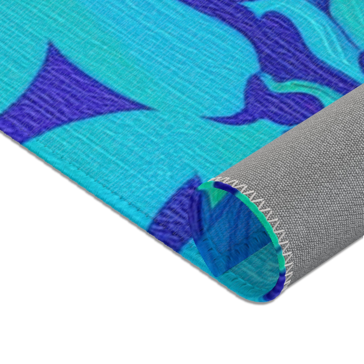 Blue Lotus Pattern Area Rug
