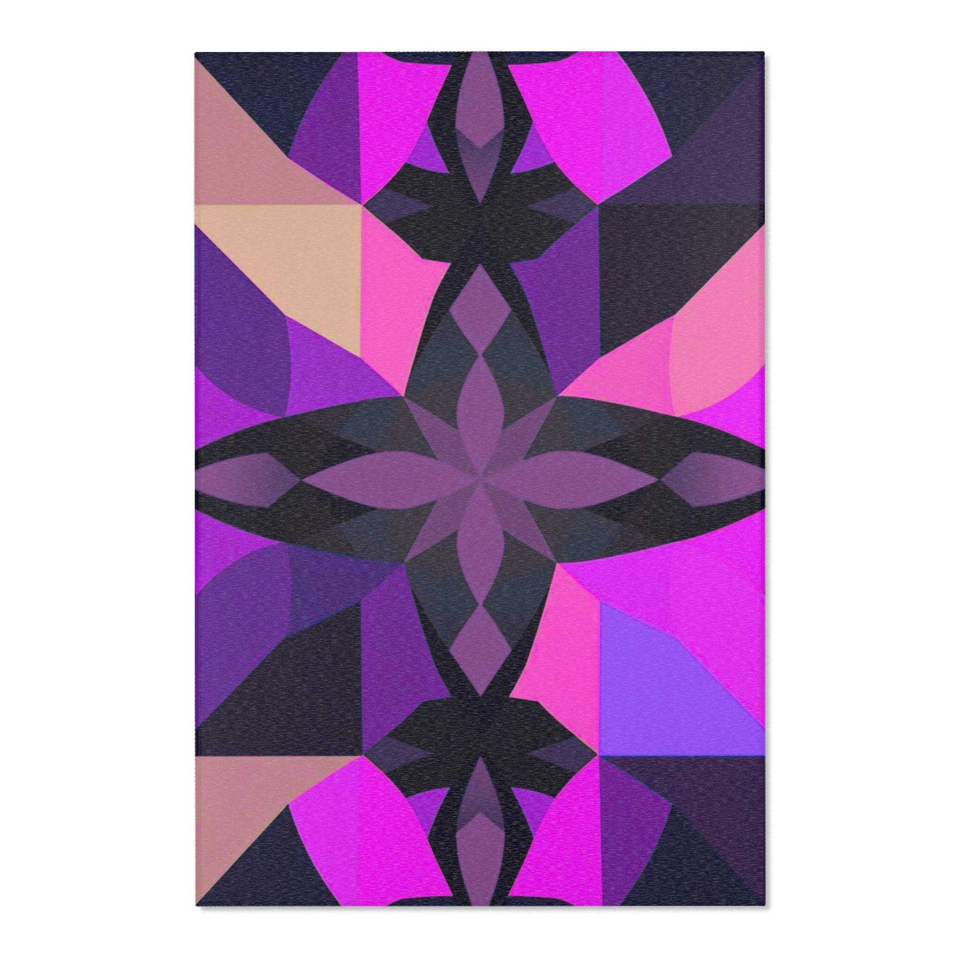 Transform your space with the Amethyst Symmetry: Geometric Pattern Area Rug, featuring rich amethyst hues and elegant design.