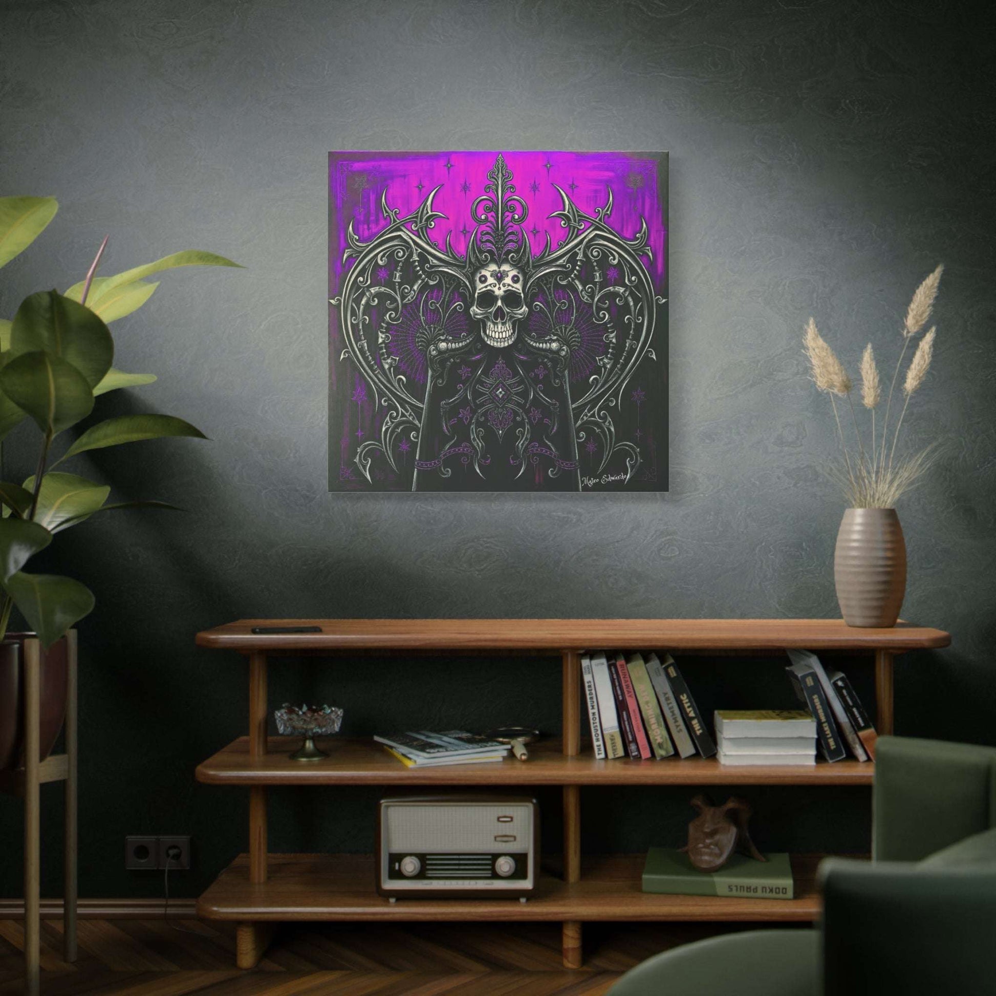 Crowned Skull Sovereign Modern Gothic Art showcases a crowned skull with gothic details, perfect for bold decor.
