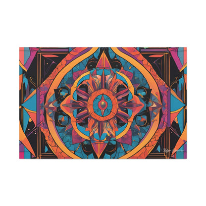 Vibrant Celestial Compass Mandala Canvas Art, blending celestial and gothic elements for a captivating decor piece.
