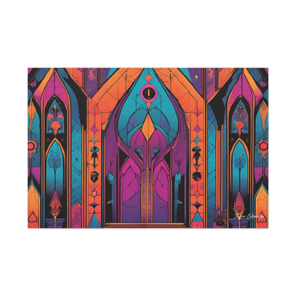 Transform your space with Gothic Portal Canvas Art featuring vibrant stained glass designs and intricate details.