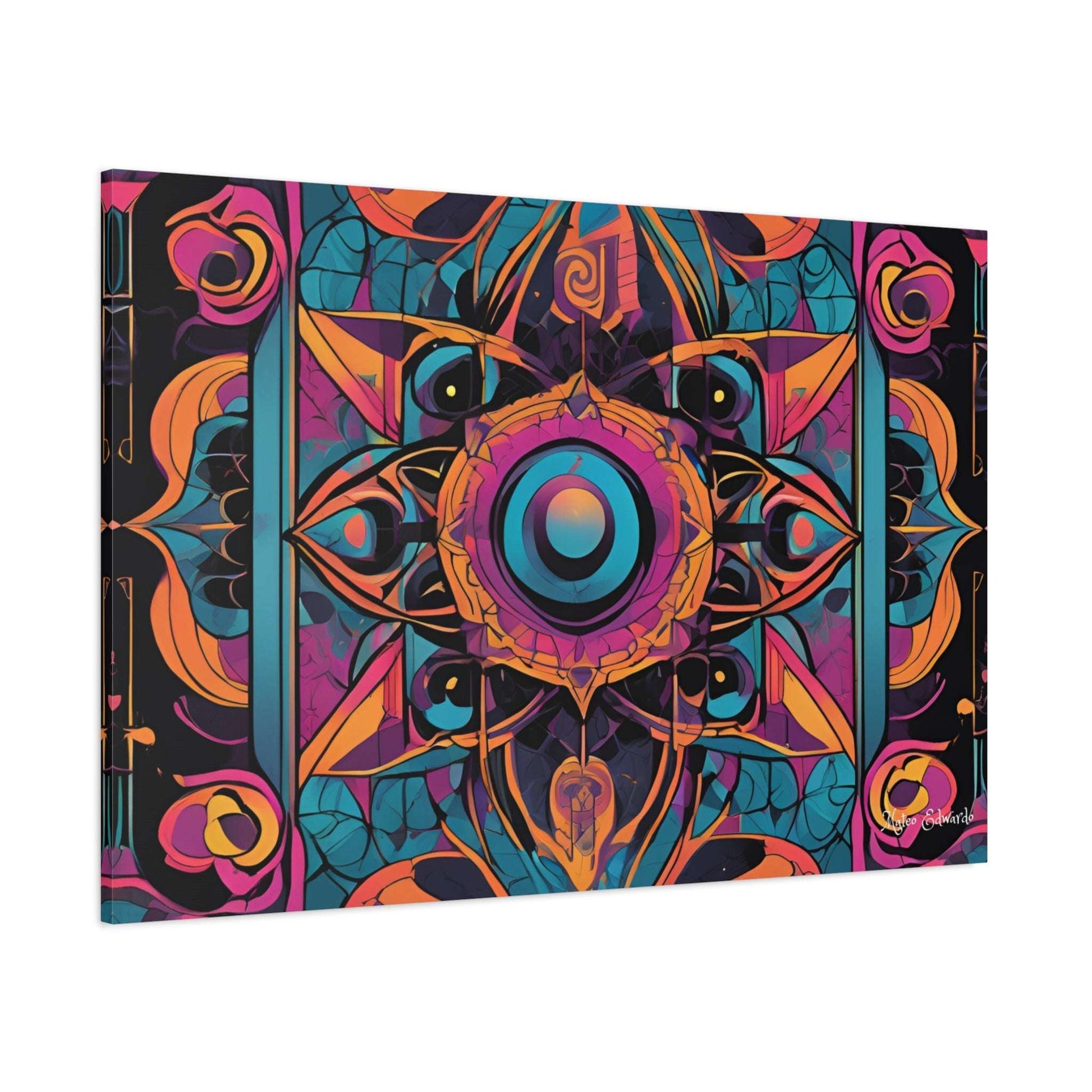 Vibrant Gothic Geometry Canvas Art showcasing intricate design and bold colors, perfect for unique home decor.