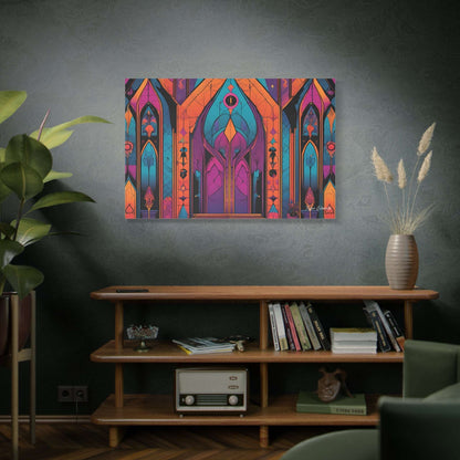 Vibrant Gothic Portal Canvas Art enhances your decor with stunning stained glass designs and intricate details.
