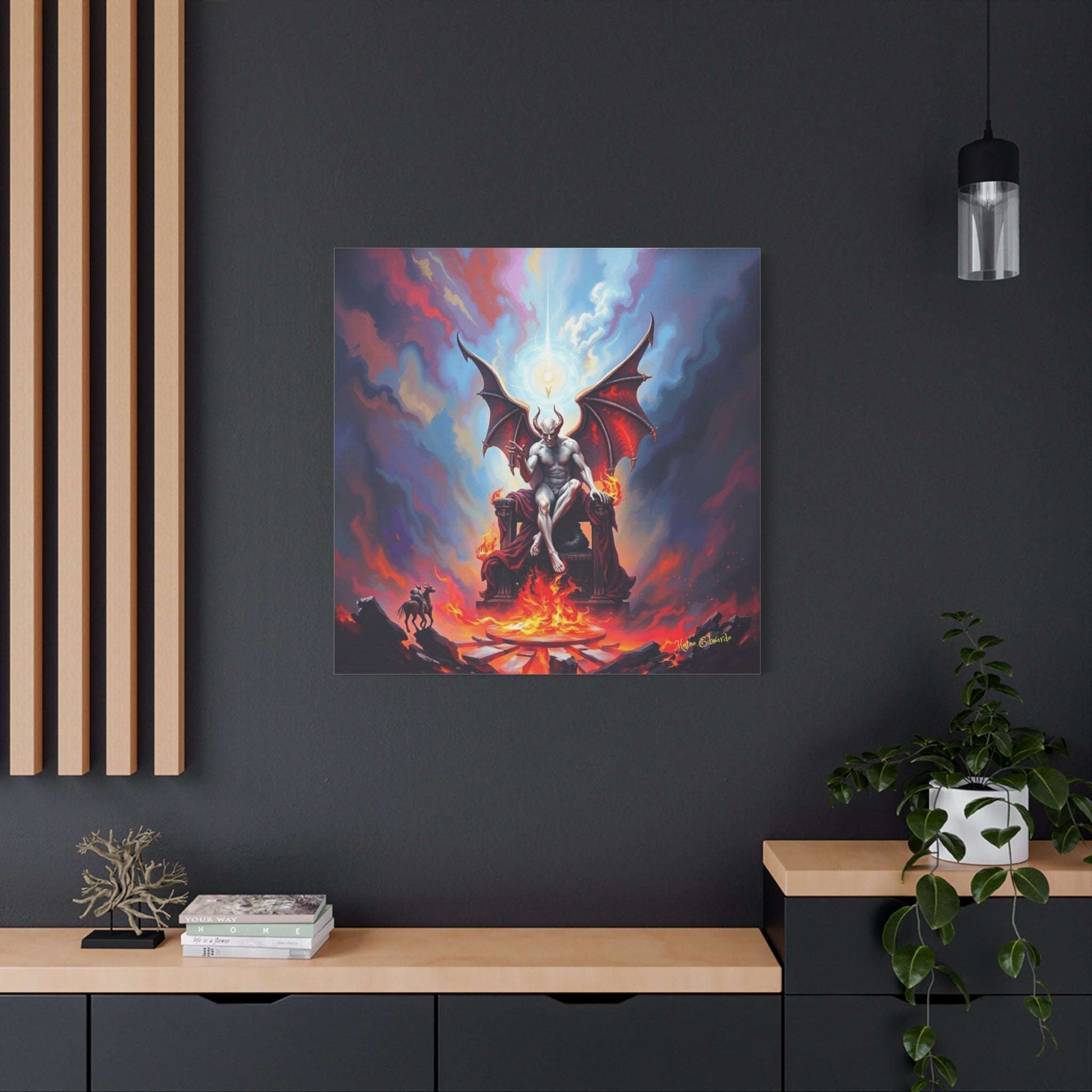 Dramatic "Astral Despot: Luminary Descent Gothic Art" showcases a demonic lord on a throne, embodying light and shadow.