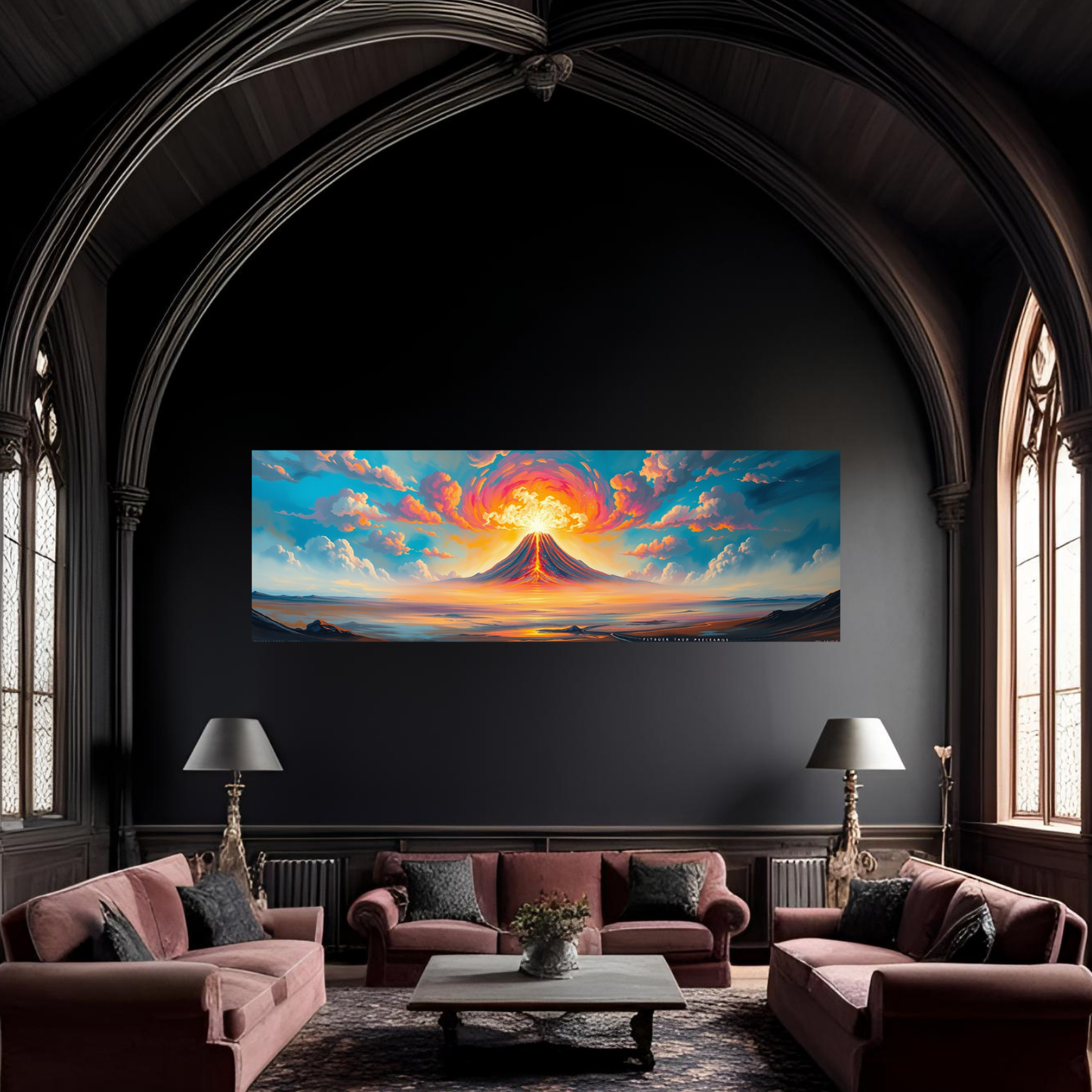 Skyfire Eruption Gothic Canvas Art
