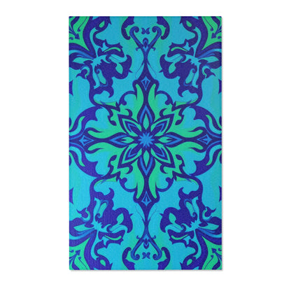 Blue Lotus Pattern Area Rug