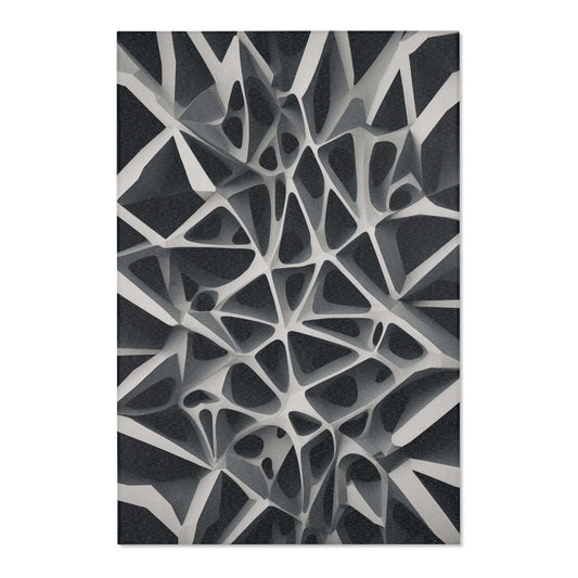 Transform your space with the Abstract Shadowplay Area Rug, featuring modern gothic elegance in striking black and white.