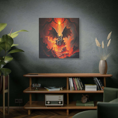 Demonic figure on a cinder throne, bat-like wings spread; Solar Tyrant: Cinder Throne Ascension Gothic Art.