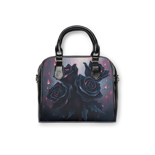 Stylish Midnight Thorn: Shadow Rose Shoulder Bag featuring gothic roses, perfect for adding a touch of elegance.