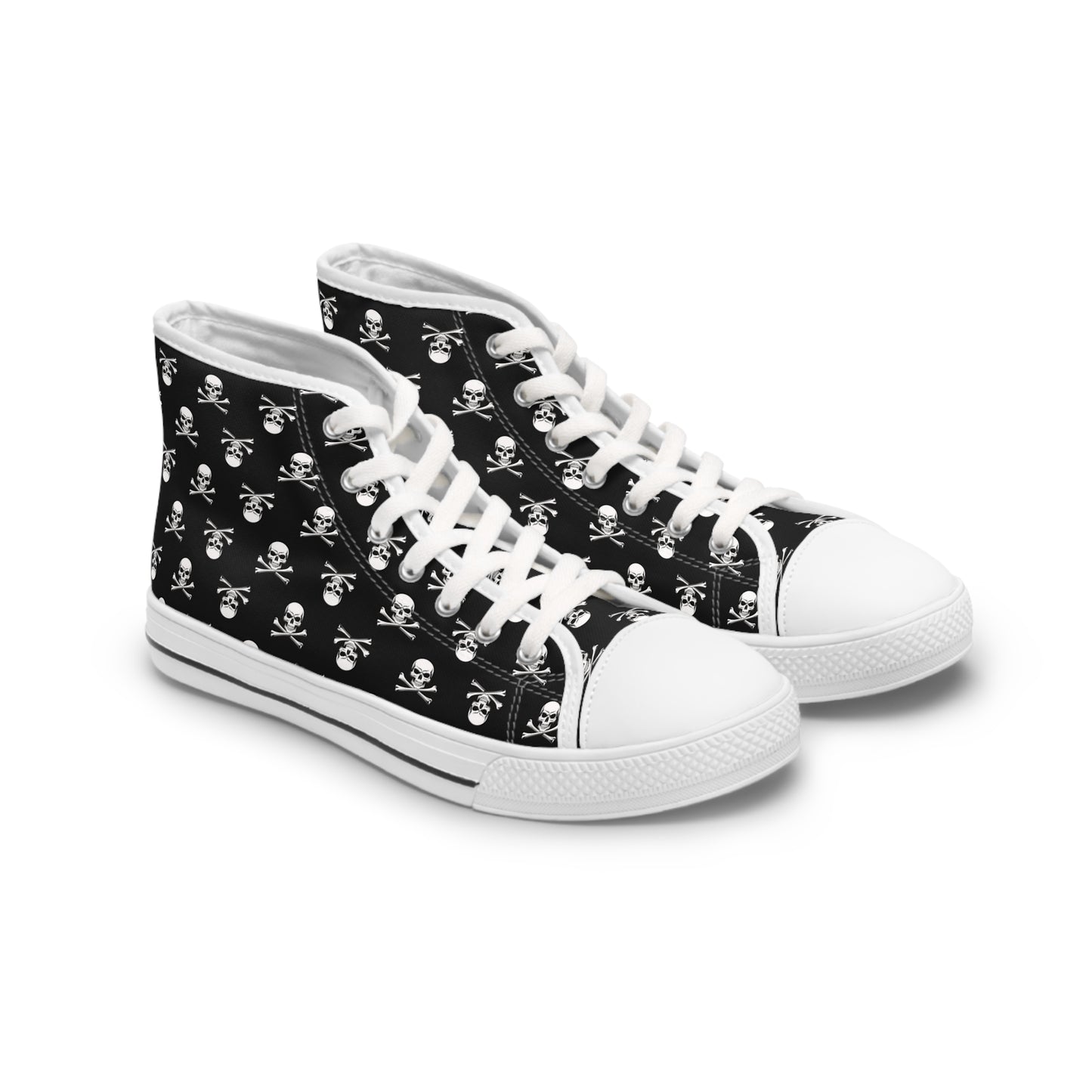 Classic Skull & Crossbones high-top sneakers featuring a bold skull design, perfect for Gothic fashion lovers.