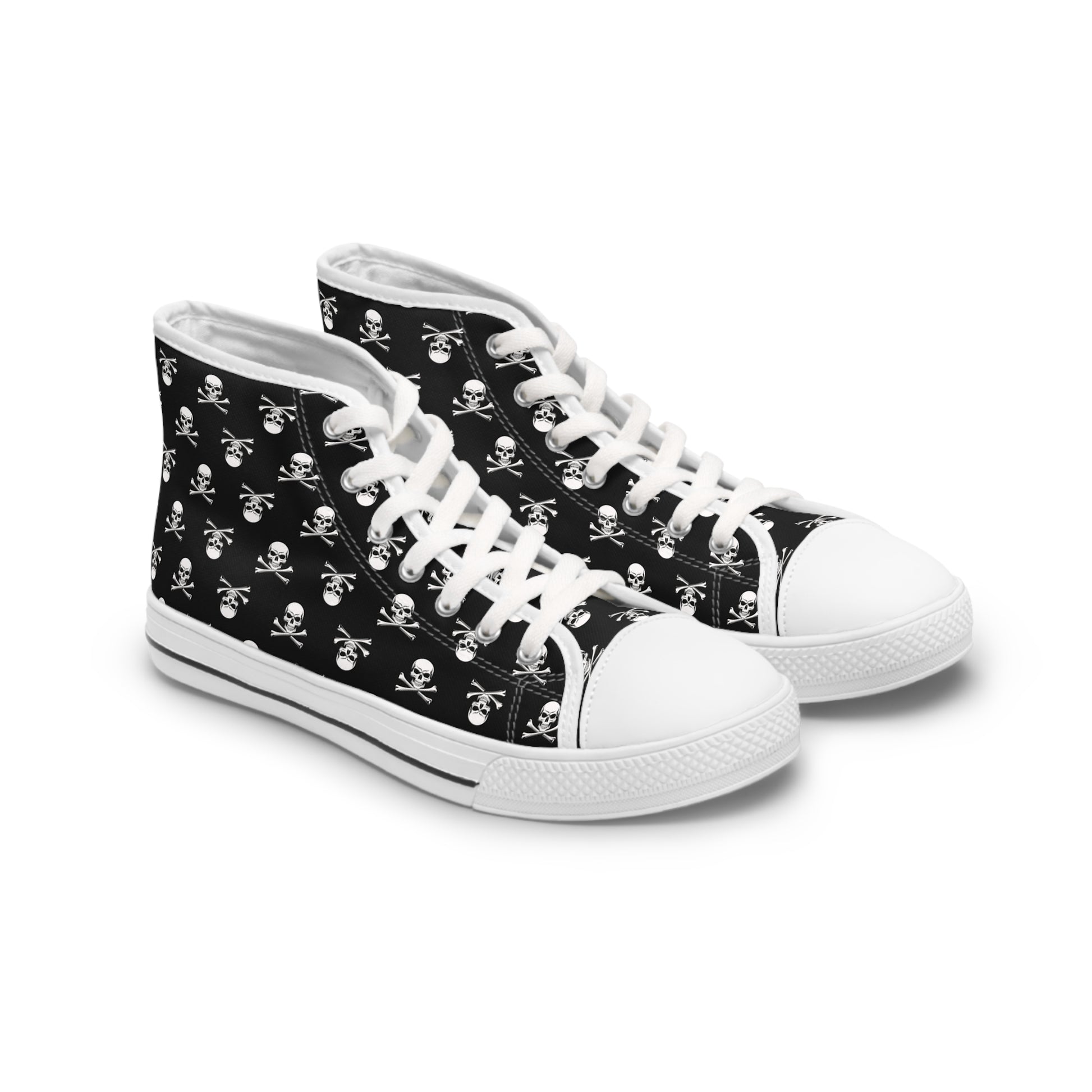 Classic Skull & Crossbones high-top sneakers featuring a bold skull design, perfect for Gothic fashion lovers.