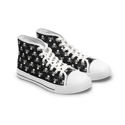 Classic Skull & Crossbones high-top sneakers featuring a bold skull design, perfect for Gothic fashion lovers.