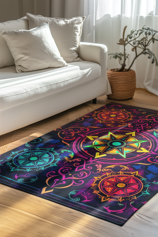 Compass Wheel Starburst Area Rug